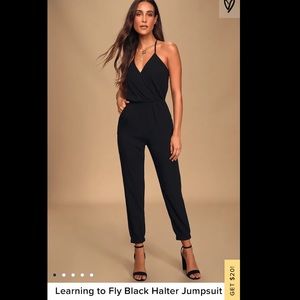 Lulus learning to fly jumpsuit black small